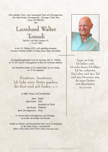 Parte von Leonhard Walter Tomedi