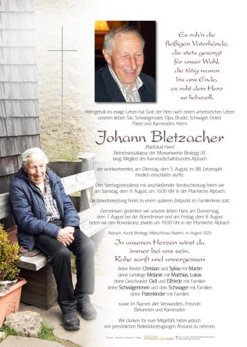 Parte von Johann Bletzacher