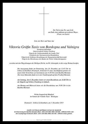 Parte von Taxis von Bordogna und Valnigra Viktoria Gräfin