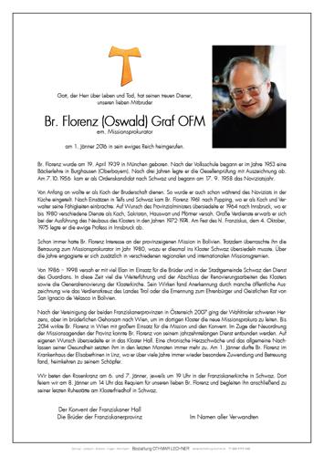 Parte von OFM Br. Florenz (Oswald) Graf