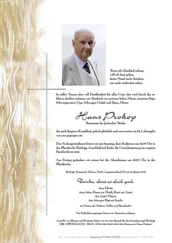 Parte von Johann Prokop