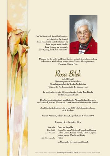 Parte von Rosa Bilek
