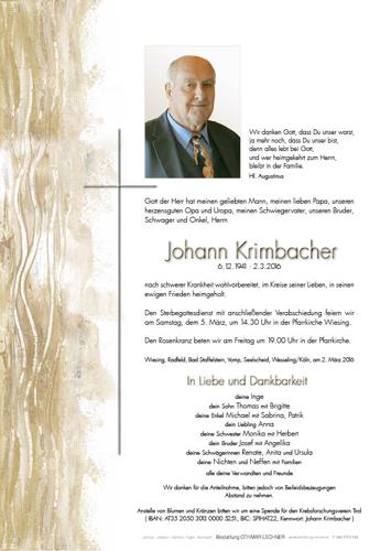Parte von Johann Krimbacher