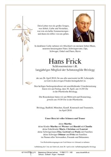 Parte von Hans Frick