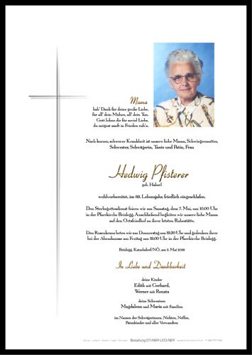 Parte von Hedwig Pfisterer