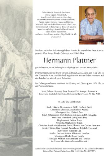 Parte von Hermann Plattner