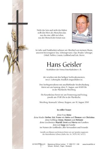 Parte von Johann Geisler