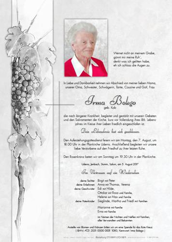 Parte von Irma Bolego