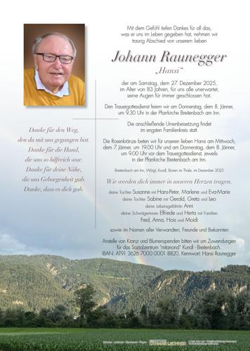 Parte von Johann Raunegger