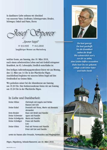 Parte von Josef Sporer