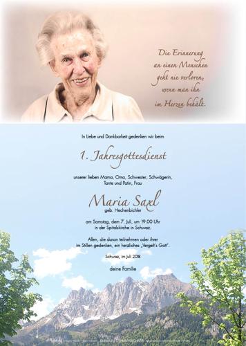 Parte von Maria Saxl