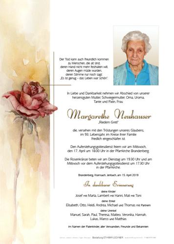 Parte von Neuhauser Margarethe