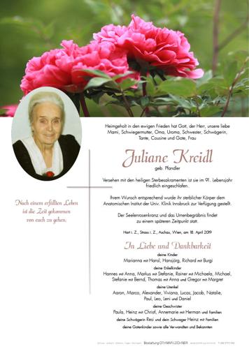 Parte von Juliane Kreidl