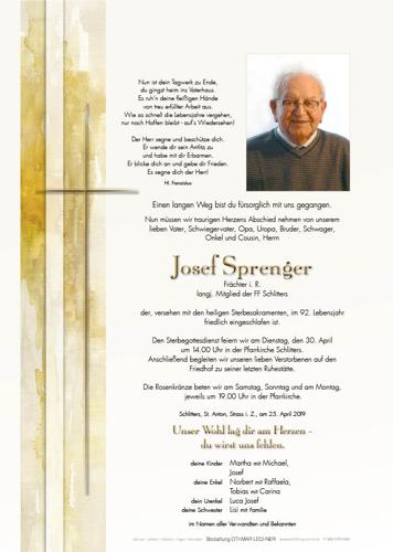 Parte von Josef Sprenger