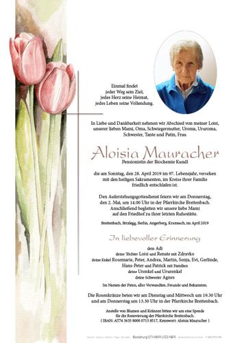 Parte von Aloisia Mauracher