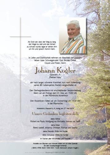 Parte von Johann Kogler