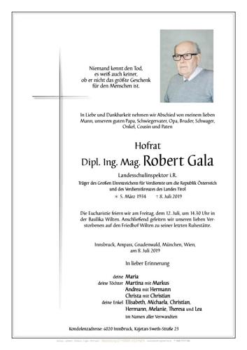 Parte von Mag. Gala Robert Dipl.Ing.