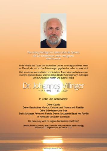 Parte von Villinger Johannes Dr.