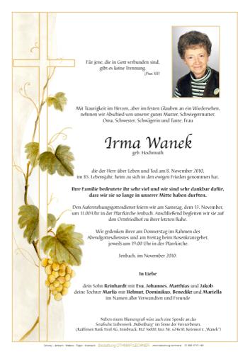 Parte von Irma Wanek