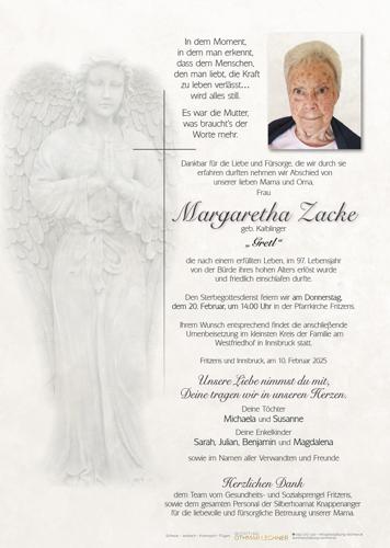 Parte von Margaretha Zacke