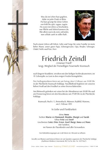 Parte von Friedrich Zeindl