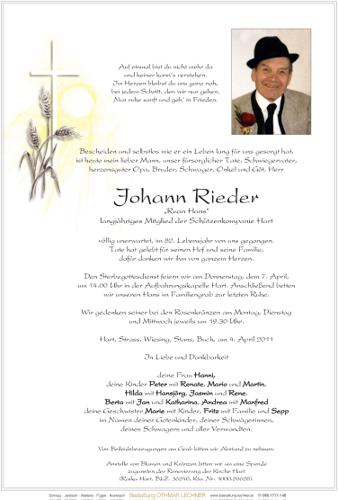 Parte von Johann Rieder