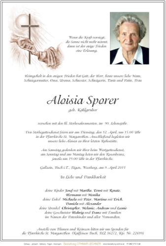 Parte von Aloisia Sporer