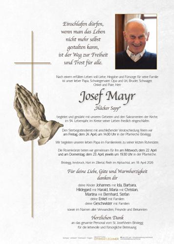 Parte von Josef Mayr