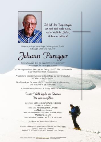 Parte von Johann Paregger