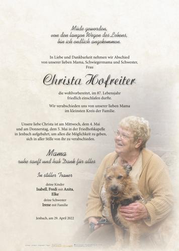 Parte von Christa Hofreiter