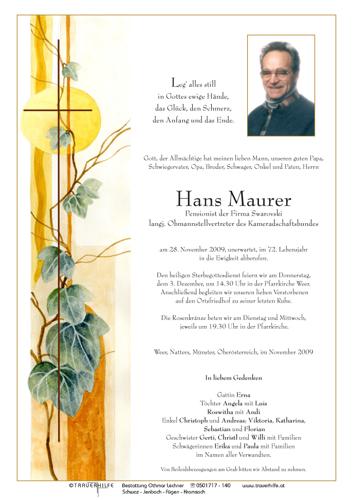 Parte von Johann Maurer