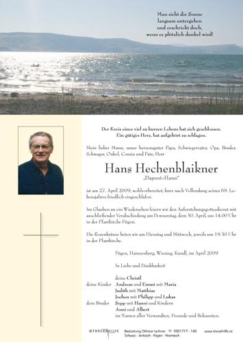 Parte von  Hechenblaikner Johann Herr