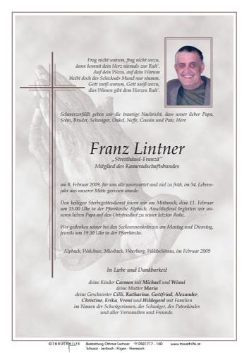 Parte von  Lintner Franz Herr