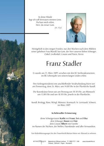 Parte von  Stadler Franz Herr