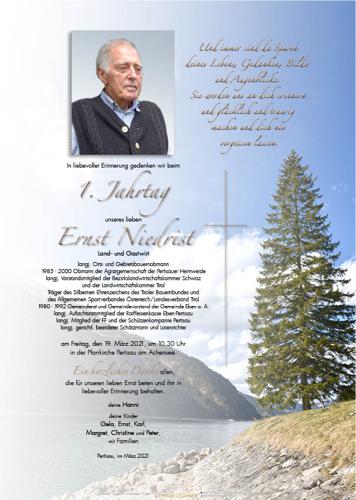 Parte von Ernst Niedrist