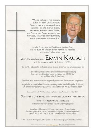 Parte von MedR. Dr.Med. Mag.phil Erwin Kausch