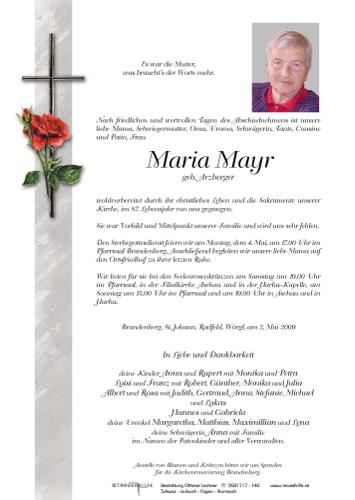 Parte von  Mayr Maria Frau