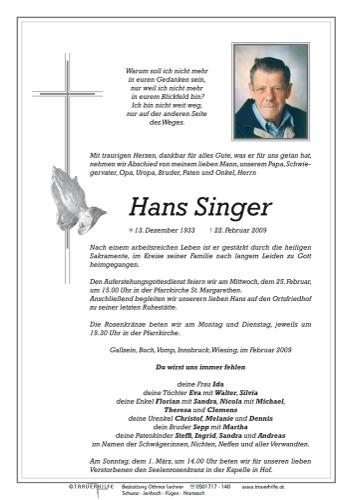 Parte von Herr Singer Hans
