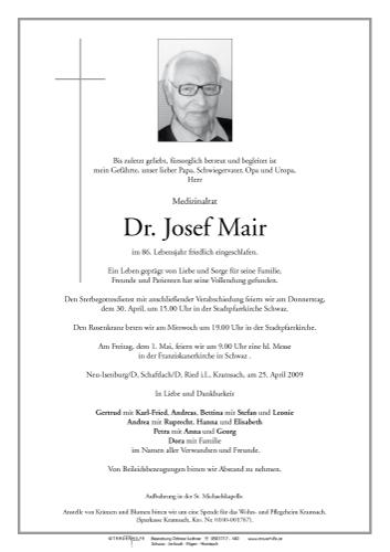 Parte von  Dr. Mair Josef Herr
