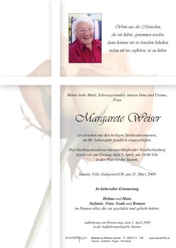 Parte von  Weiser Margarete Frau