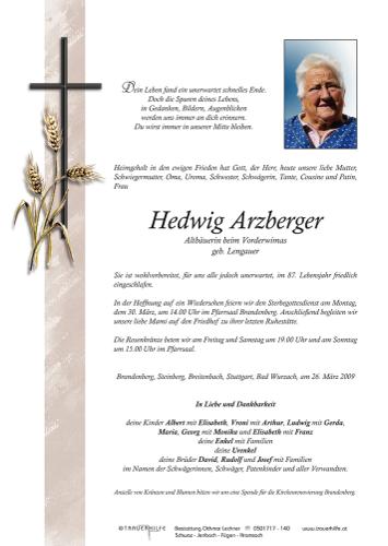 Parte von  Arzberger Hedwig Frau