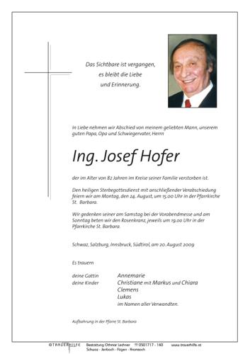 Parte von Ing. Josef Hofer