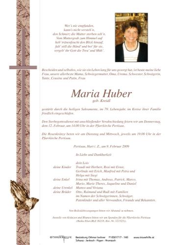 Parte von  Huber Maria Frau