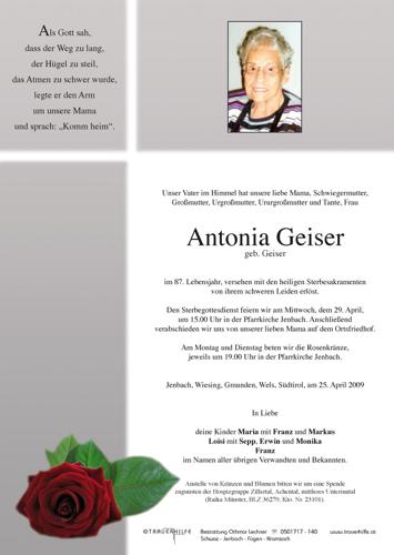 Parte von  Geiser Antonia Frau
