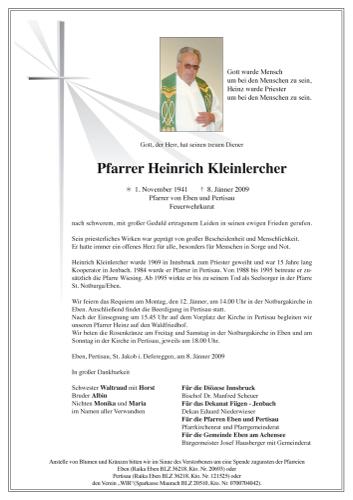 Parte von  Pfarrer Kleinlercher Heinz Herr