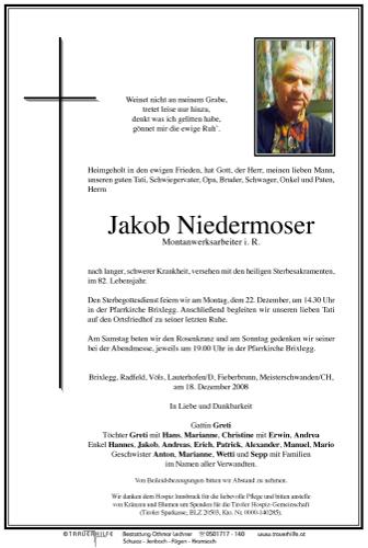 Parte von  Niedermoser Jakob Herr