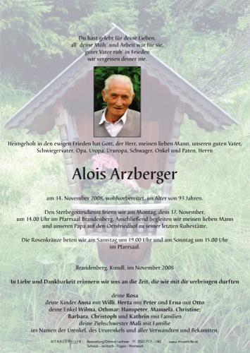 Parte von  Arzberger Alois Herr
