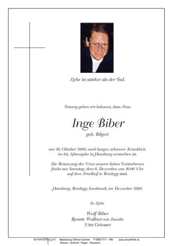 Parte von  Biber Inge Frau