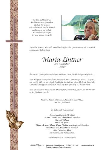Parte von  Lintner Maria Frau
