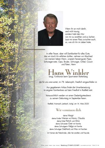 Parte von Johann Winkler